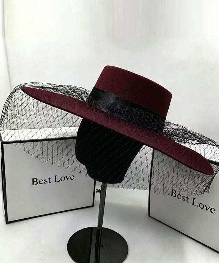 Women Mulberry Patchwork Tulle Cashmere Cloche Hat