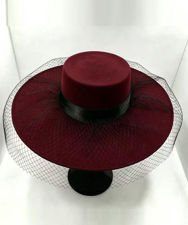 Women Mulberry Patchwork Tulle Cashmere Cloche Hat