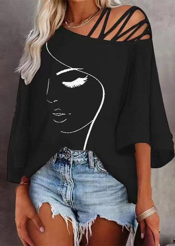 Women Mulberry Print Asymmetrical Hollow Out Short Sleeve Yoga Top