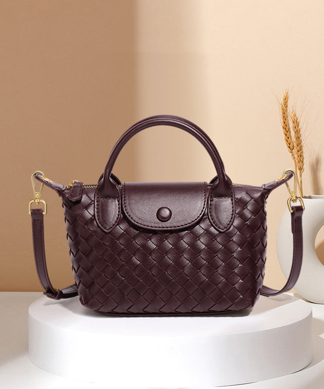 Women Mulberry Weave Solid Durable Leather Tote Handbag