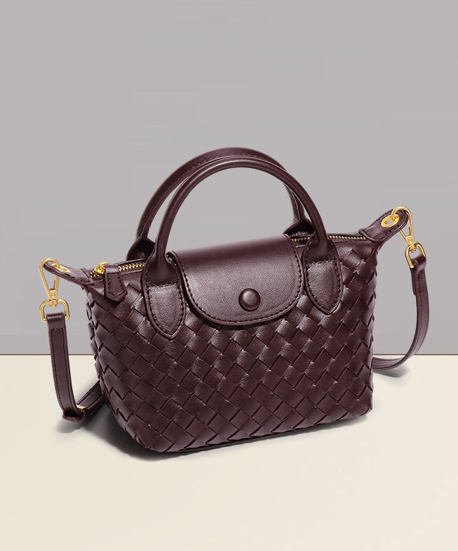 Women Mulberry Weave Solid Durable Leather Tote Handbag