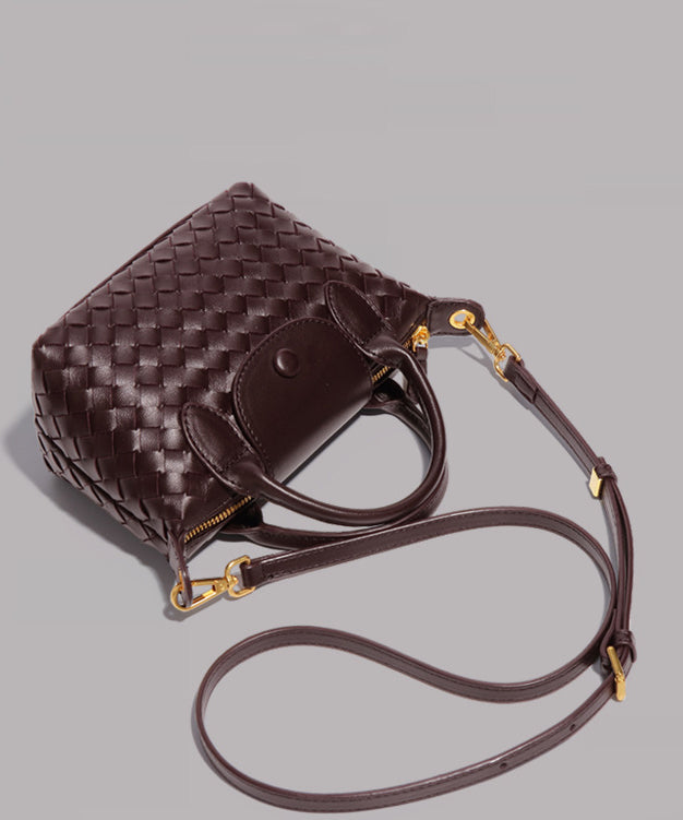Women Mulberry Weave Solid Durable Leather Tote Handbag