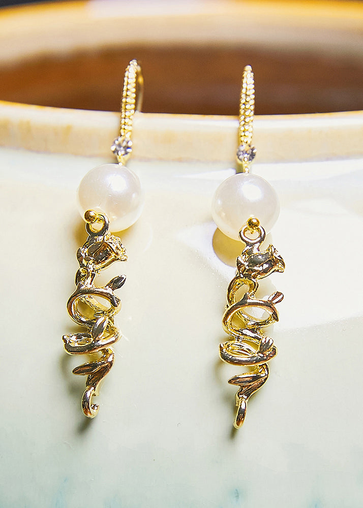 Women Original Design 14K Gold Pearl Drop Earrings - Omychic