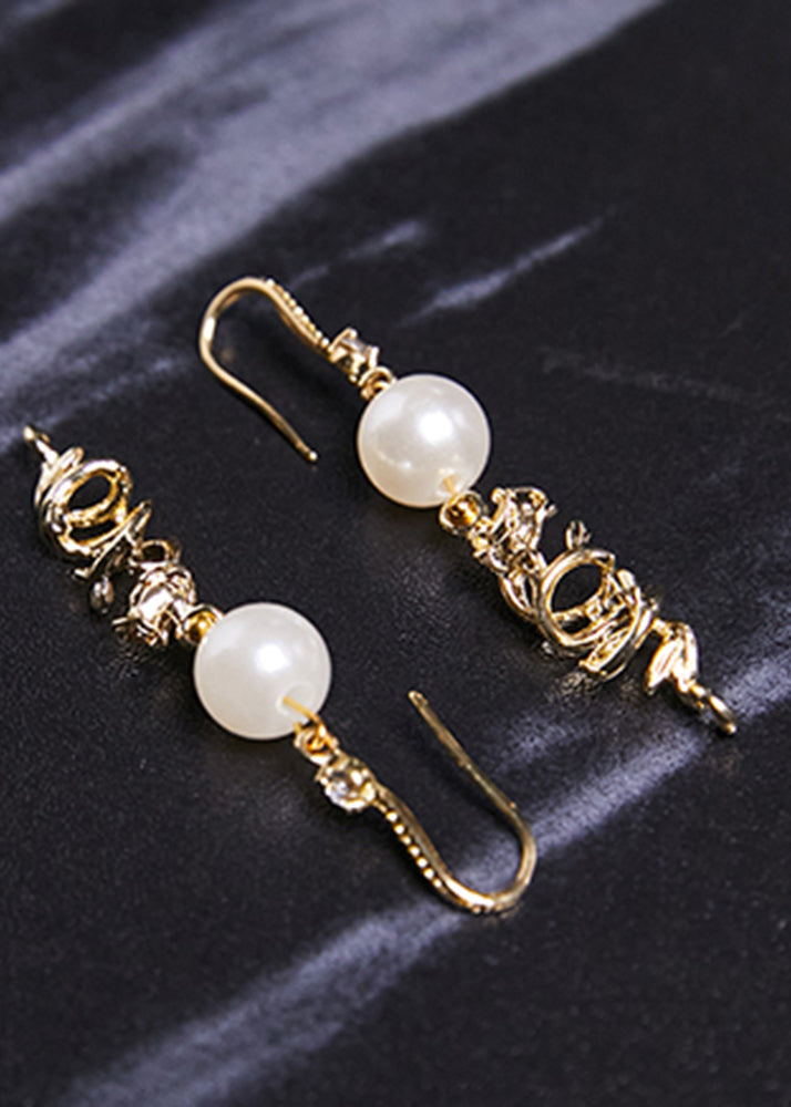 Women Original Design 14K Gold Pearl Drop Earrings