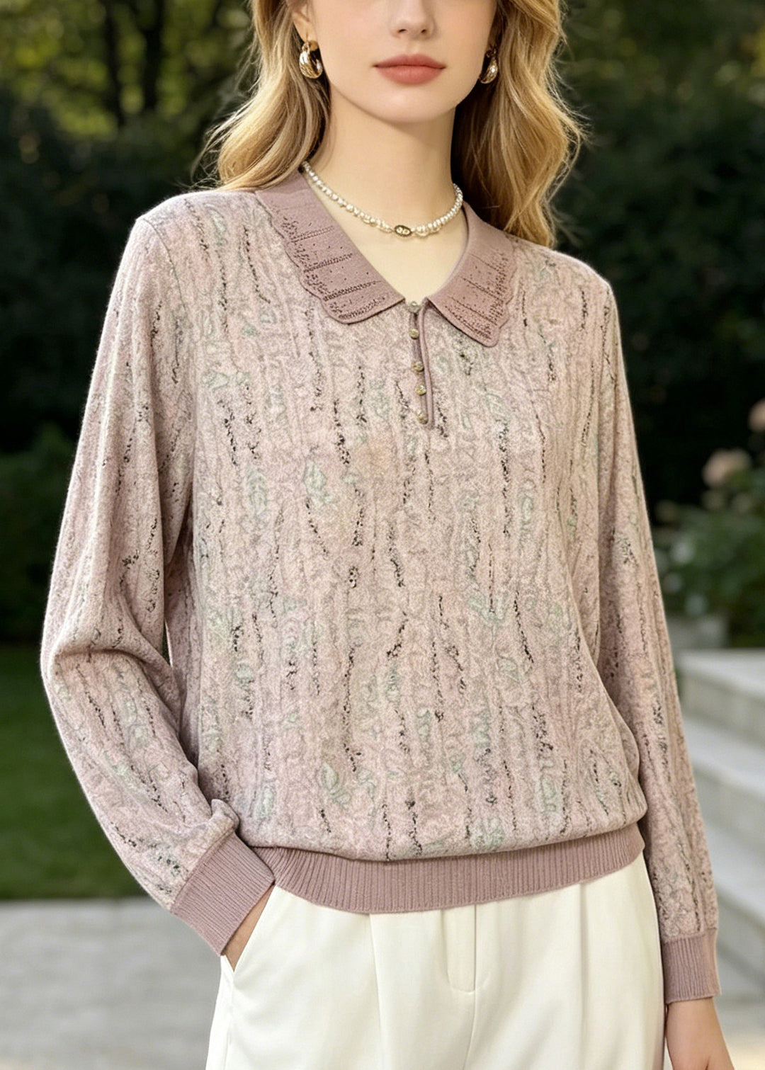 Women Peter Pan Collar Print Cotton Shirts Summer