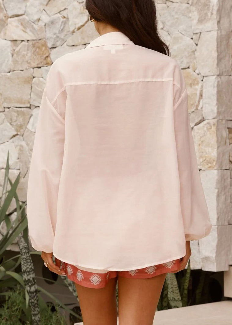 Women Pink Button Print Linen Shirt And Shorts Two Piece Set Spring