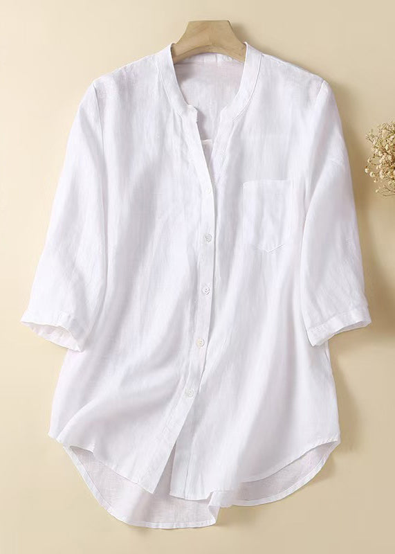 Women Pink Button Solid Cotton Shirt Half Sleeve