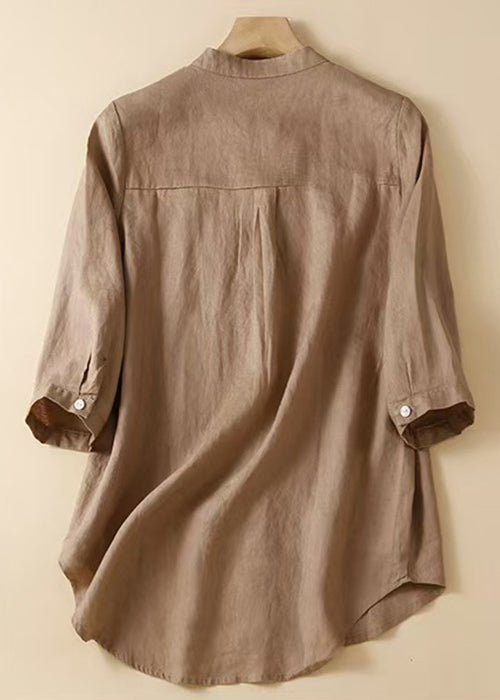 Women Pink Button Solid Cotton Shirt Half Sleeve
