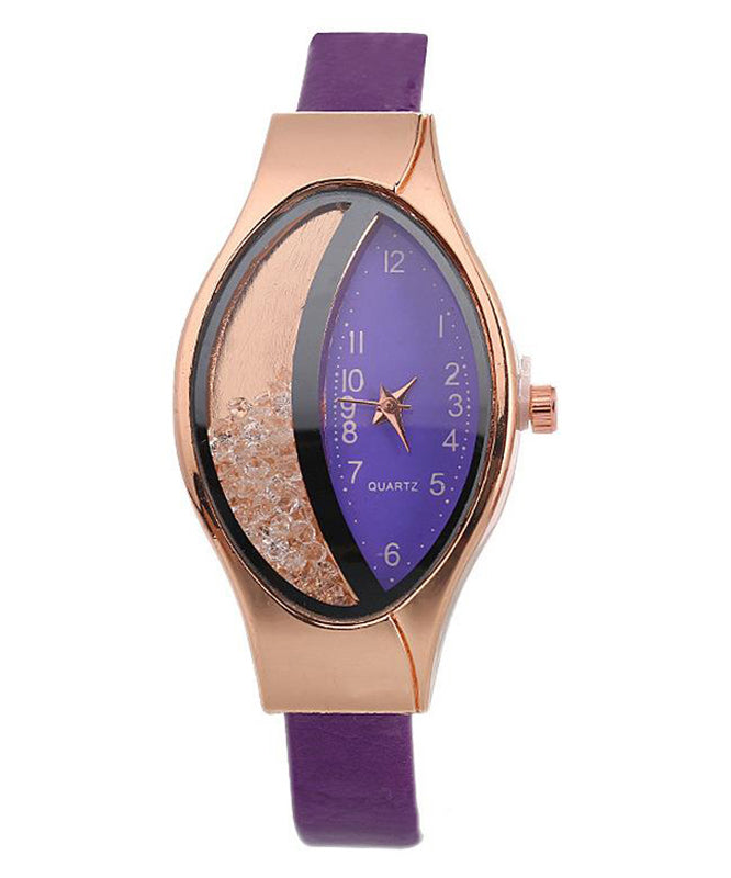 Women Pink Leather Alloy Eye Waterproof Watch