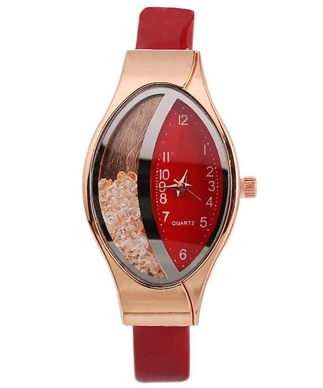 Women Pink Leather Alloy Eye Waterproof Watch
