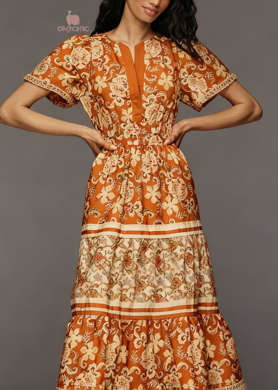 Women Print Tasseled Patchwork Cotton Long Dress Summer