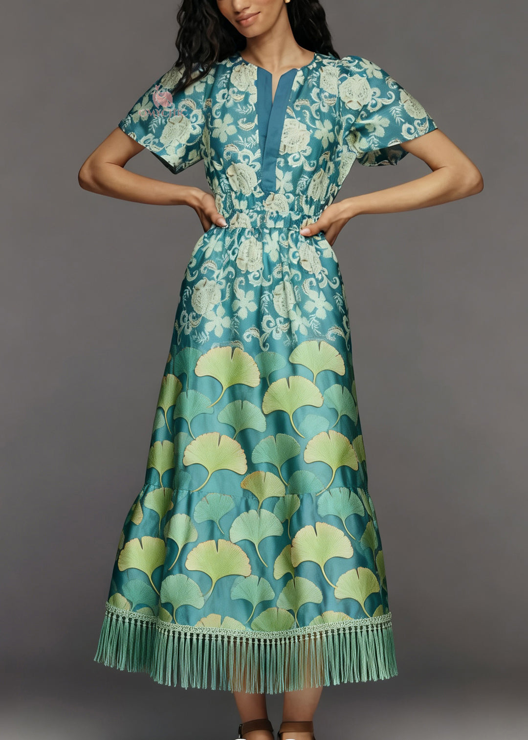 Women Print Tasseled Patchwork Cotton Maxi Dresses Summer
