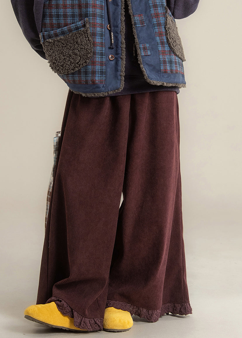 Women Purple High Wais Wide Leg Pants Fall