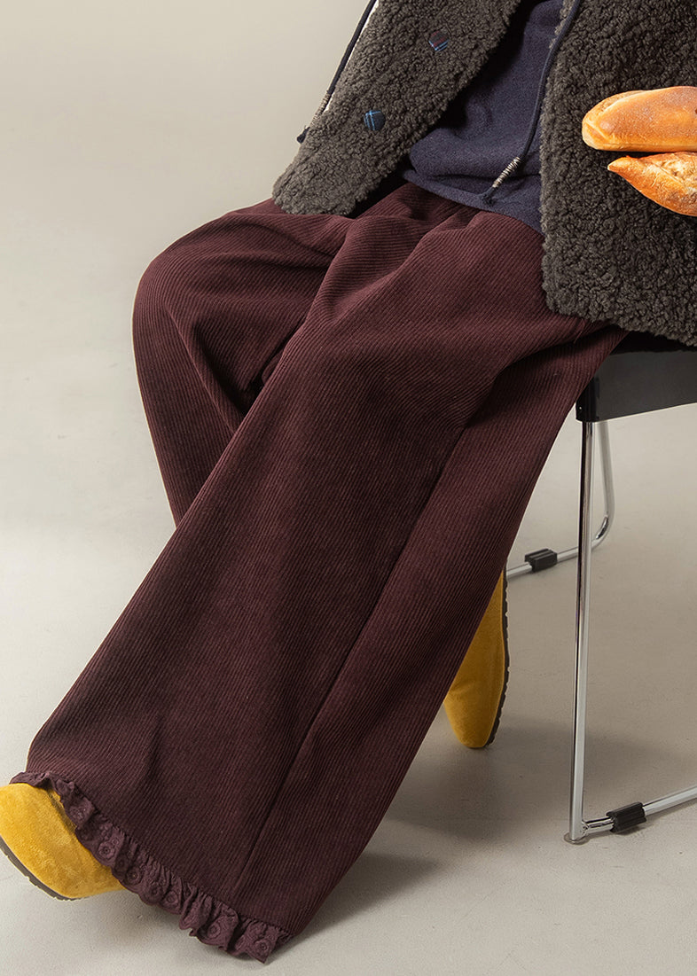 Women Purple High Wais Wide Leg Pants Fall