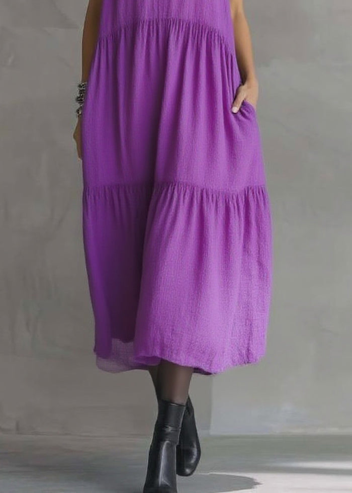 Women Purple V Neck Patchwork Party Solid Maxi Dress Butterfl Sleeve - Omychic