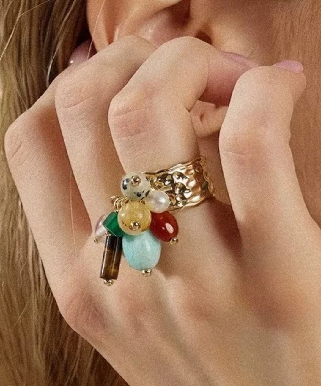 Women Rainbow Alloy Artascope Open Rings
