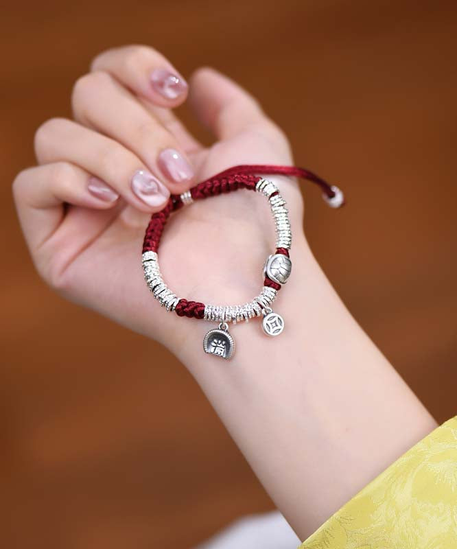 Women Red 999 Sterling Silver Zodiac Year Charm Bracelet