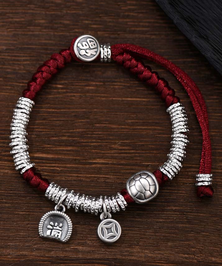 Women Red 999 Sterling Silver Zodiac Year Charm Bracelet