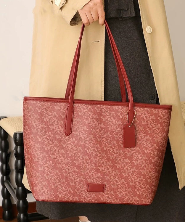 Women Red Large Capacity Faux Leather Shoulder Bag