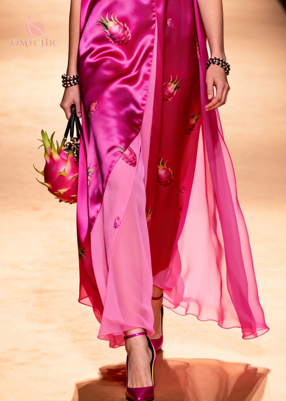 Women Rose Oversized Print Chiffon Maxi Dress Sleeveless