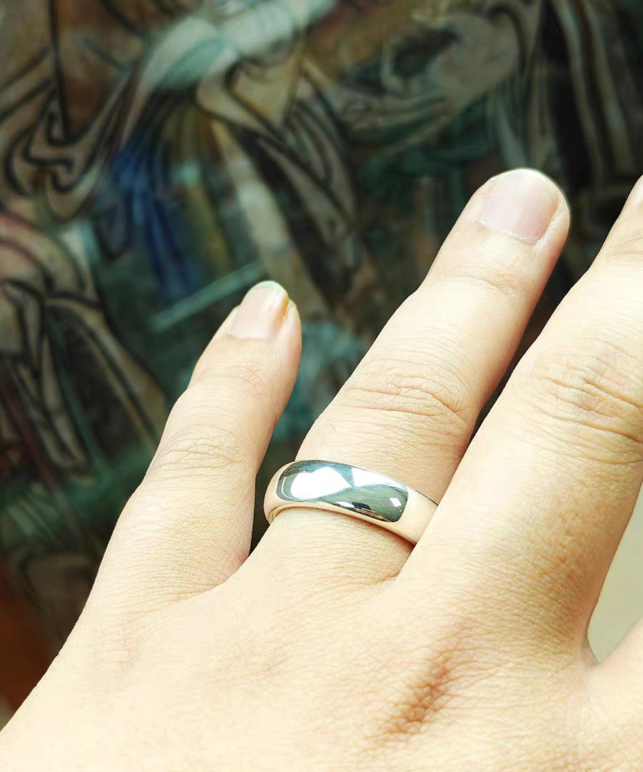 Women Silk Plain Ring Carving Silver Rings - Omychic