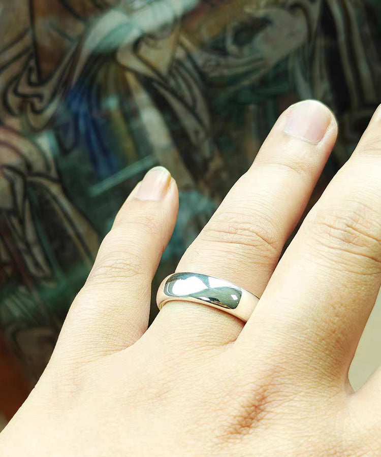 Women Silk Plain Ring Carving Silver Rings - Omychic