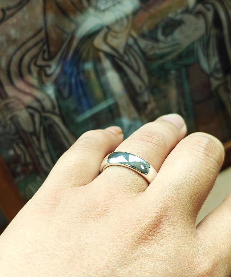 Women Silk Plain Ring Carving Silver Rings - Omychic