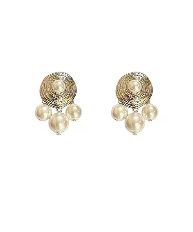 Women Silk Sterling Silver Pearl Stud Earrings