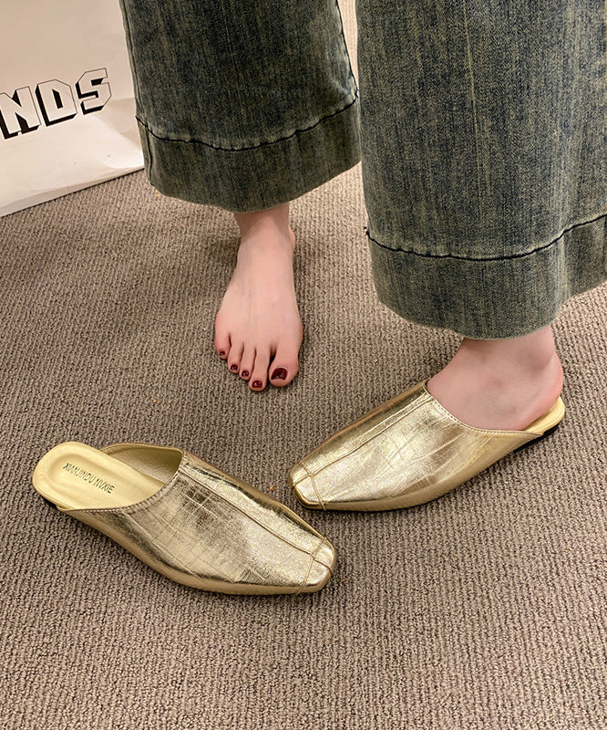 Women Silvery Faux Leather Comfortable Thong Sandals