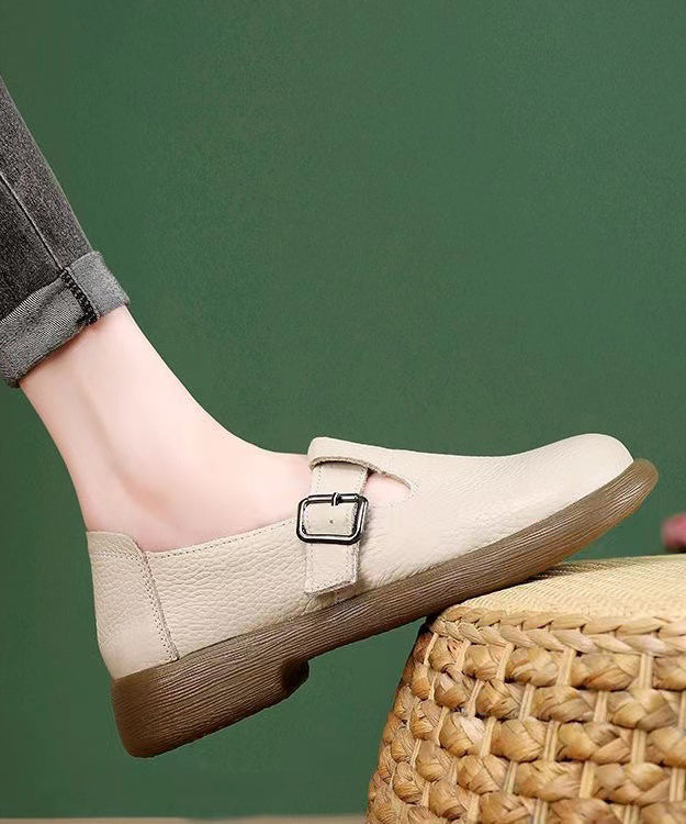 Women Splicing Comfortable Flats Black Cowhide Leather