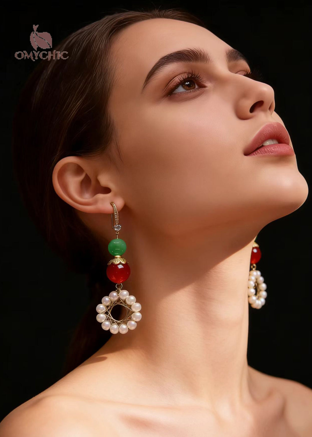 Women Sunflower Pearl Long Drop Earrings
