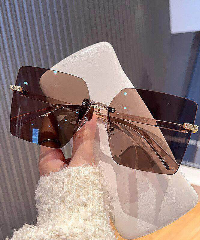 Women Tawny Metal Polygon Ultraviolet-Proof Sunglasses