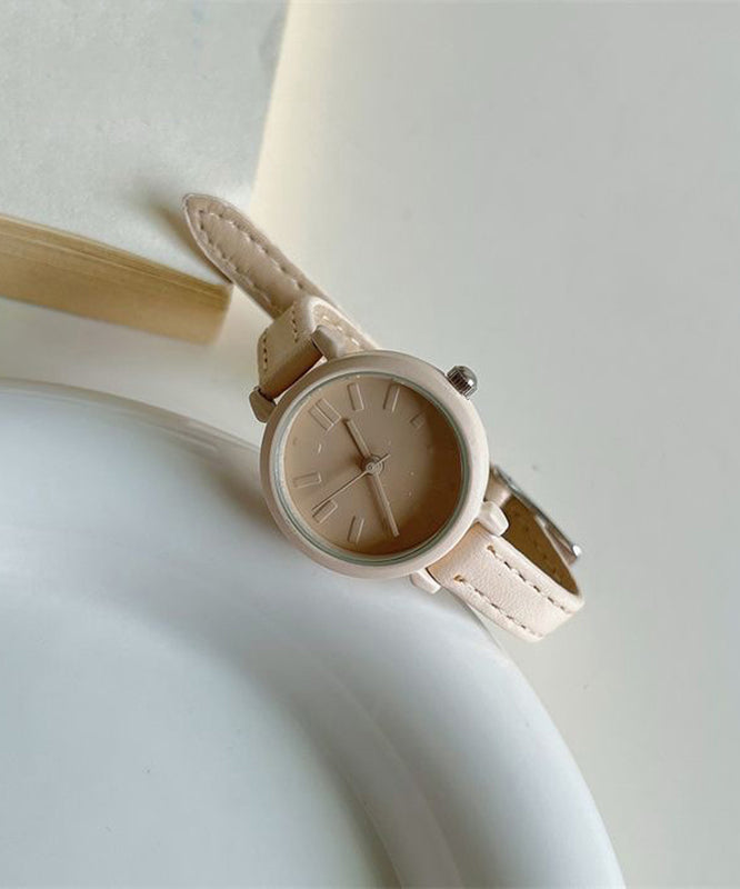 Women Tea Color Genuine Leather Waterproof Watch