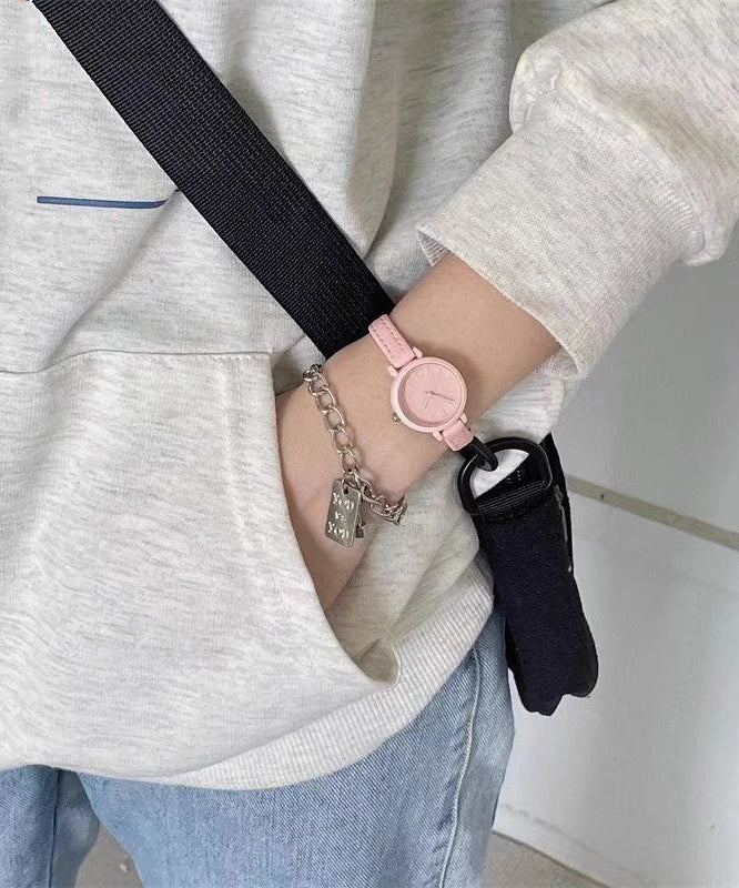 Women Tea Color Genuine Leather Waterproof Watch