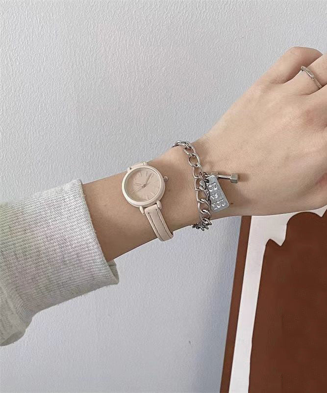 Women Tea Color Genuine Leather Waterproof Watch