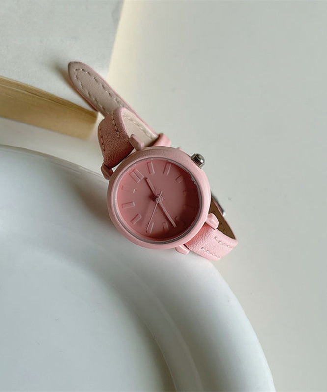 Women Tea Color Genuine Leather Waterproof Watch