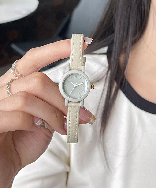 Women Tea Color Genuine Leather Waterproof Watch