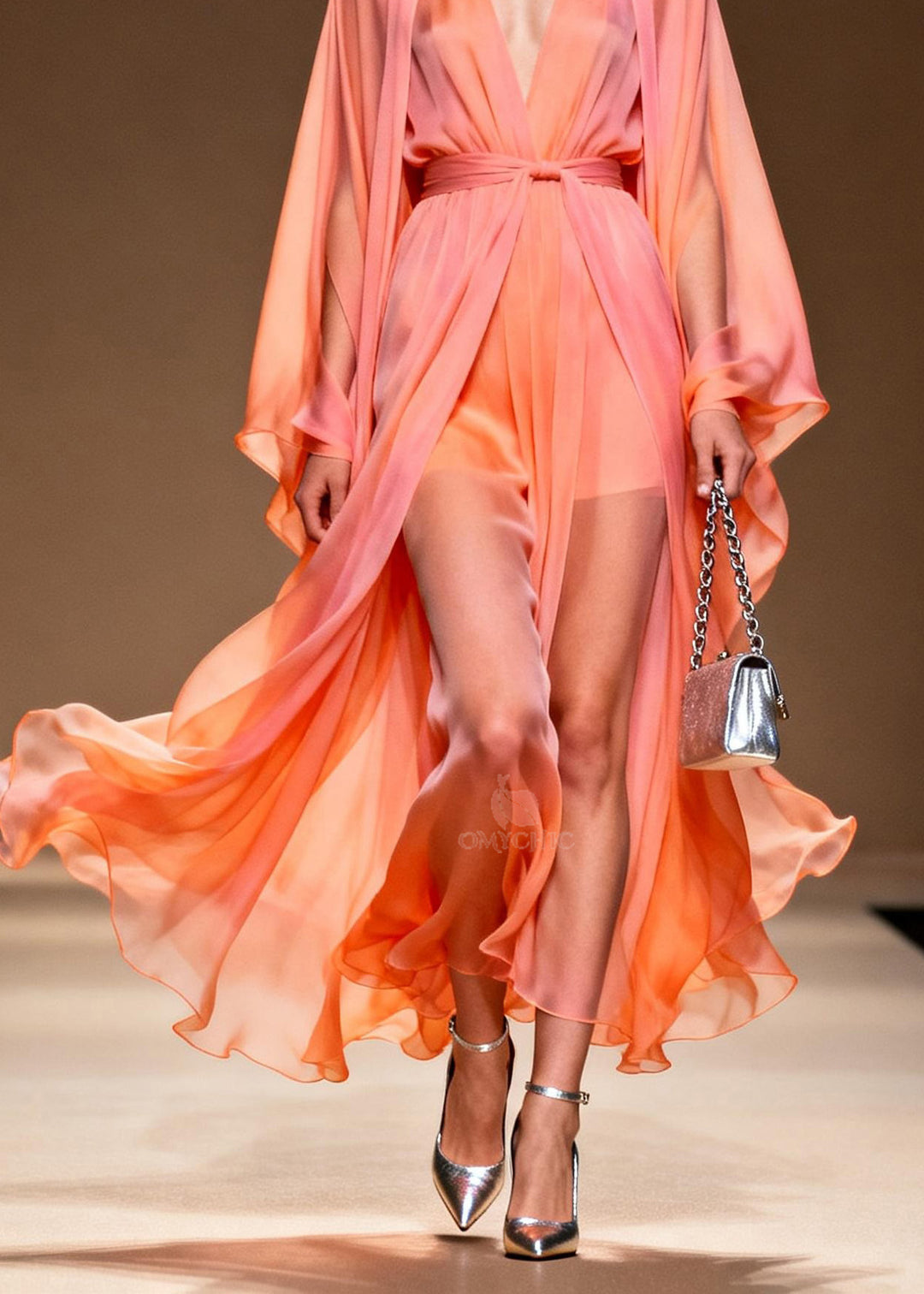 Women V Neck Patchwork Chiffon Two Pieces Set Spring