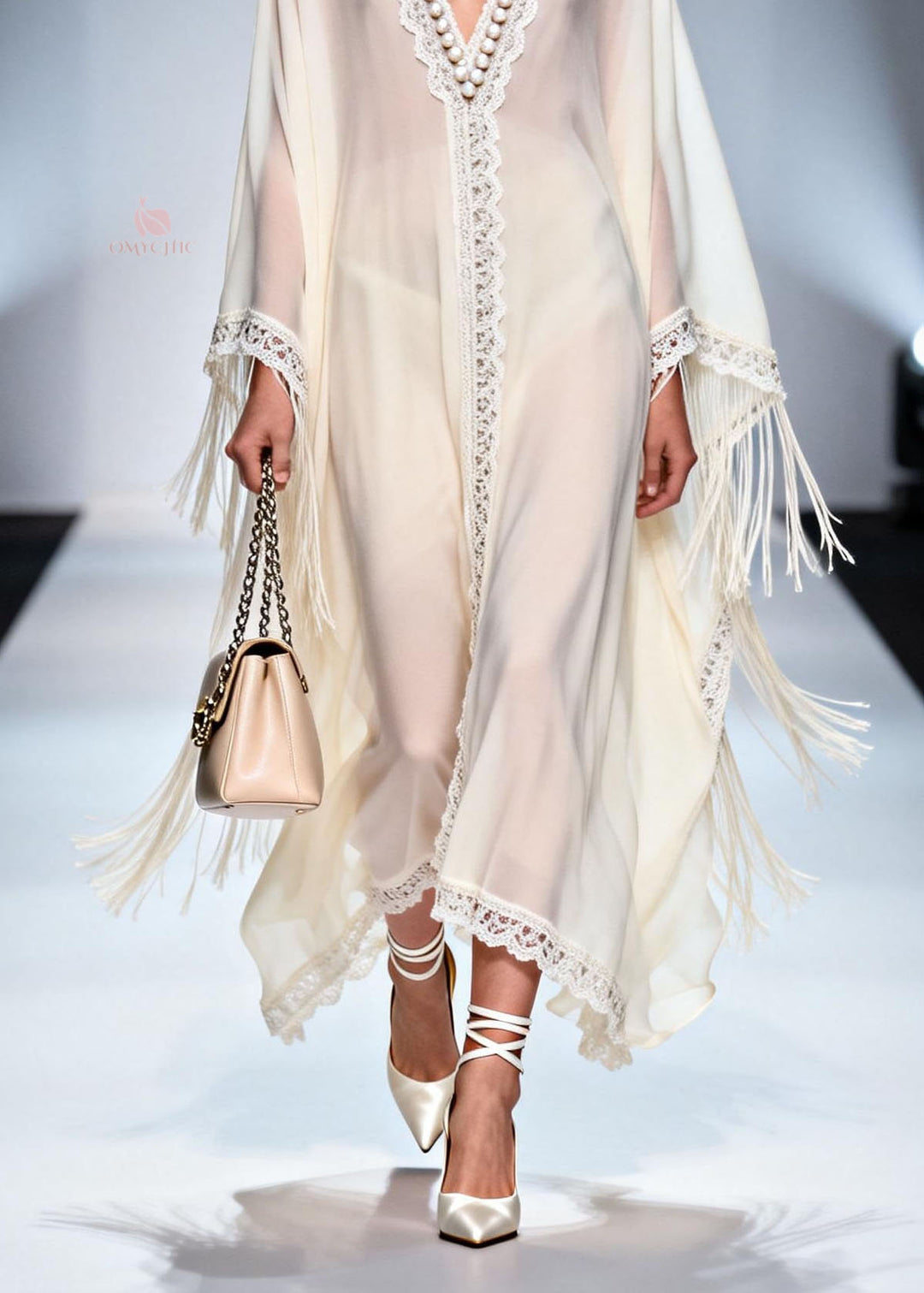 Women V Neck Tassel Nail Bead Patchwork Chiffon Dress Summer