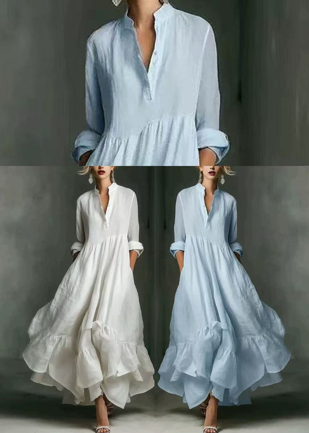 Women White Ruffled Asymmetrical Exra Large Hem Dress Summer