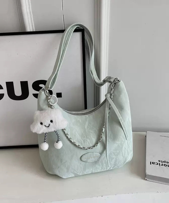 Women White Solid Durable Calf Leather Shoulder Bags