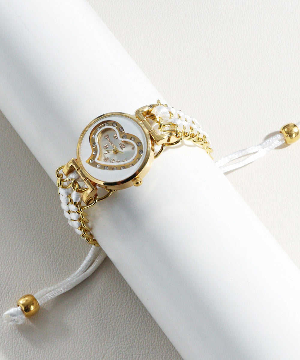 Women White Stainless Steel Alloy Zircon Quartz Movement Watches
