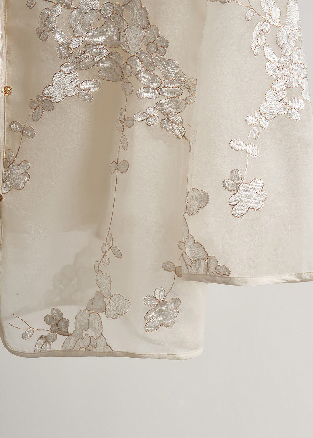 Women White Tasseled Embroidered Silk Coats Fall