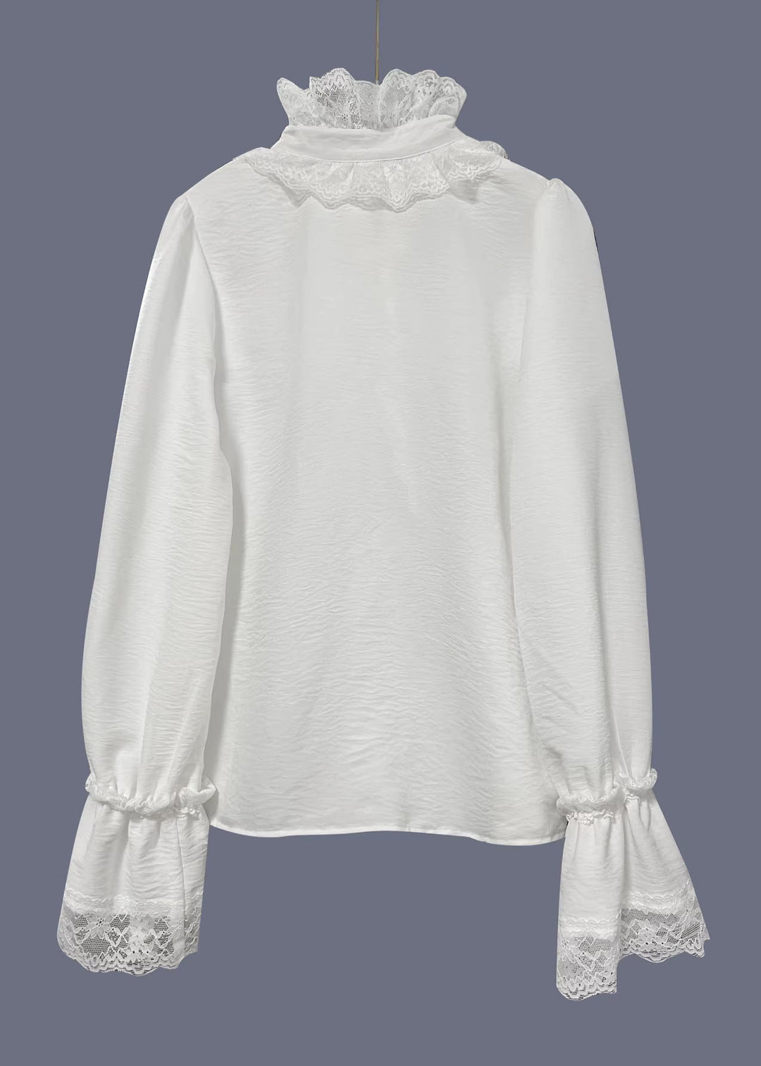 Women White V Neck Lace Patchwork Cotton Shirts Spring