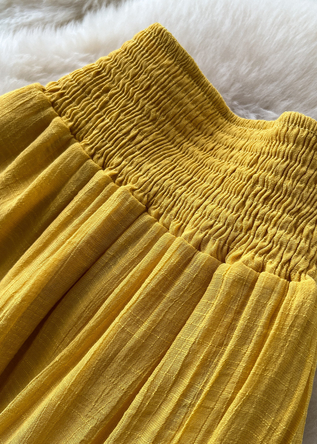 Women Yellow High Waist Patchwork Cotton Skirts Summer