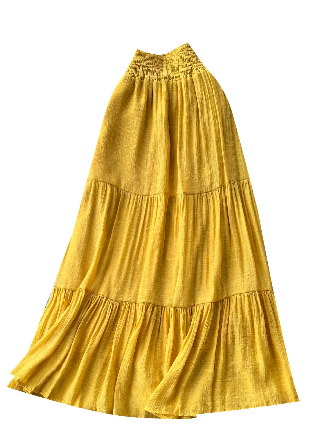 Women Yellow High Waist Patchwork Cotton Skirts Summer