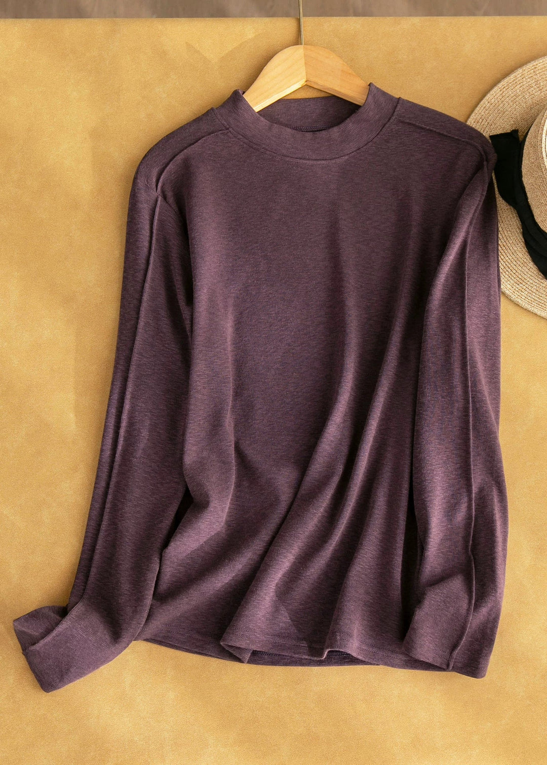 Women Yellow O Neck Patchwork Cashmere T Shirt Top Fall