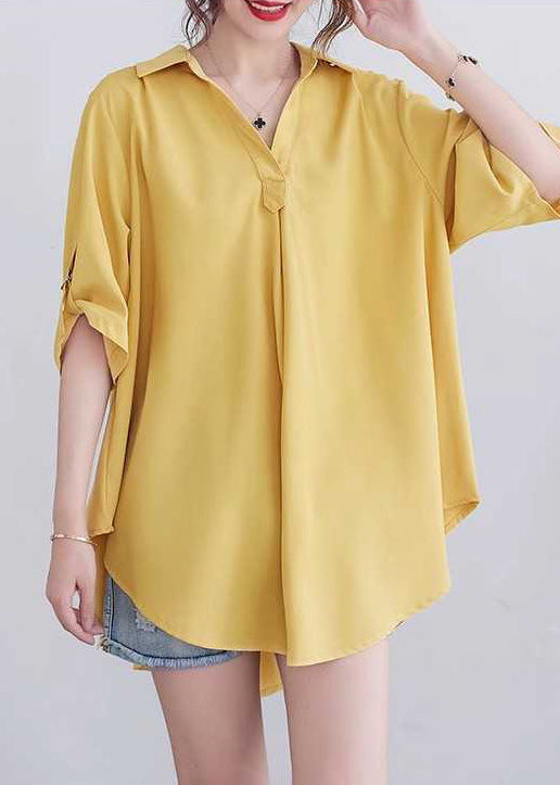 Women Yellow Oversized Cotton Shirt Summer