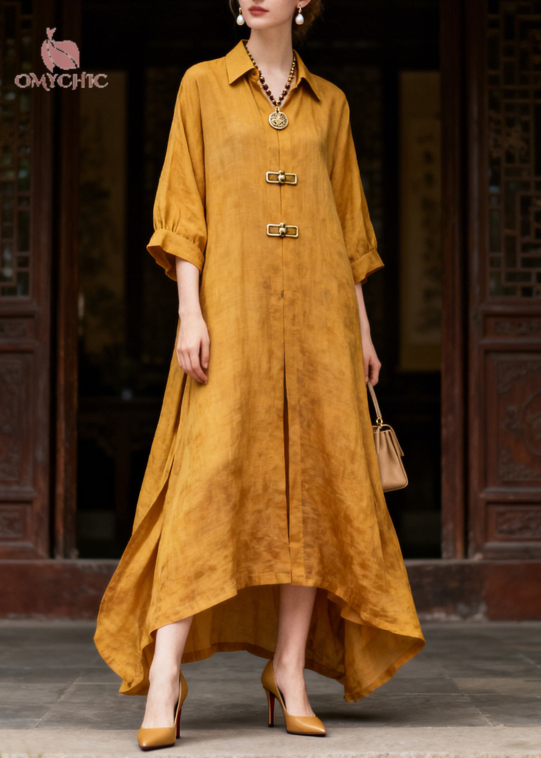 Women Yellow Oversized Cotton Vacation Dresses Summer