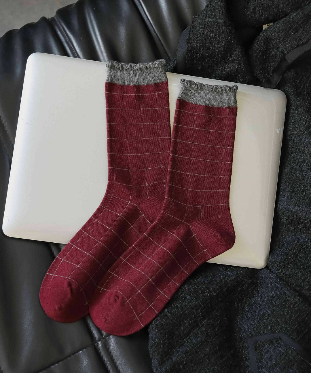 Women's Autumn Winter Jacquard Mid Calf Socks